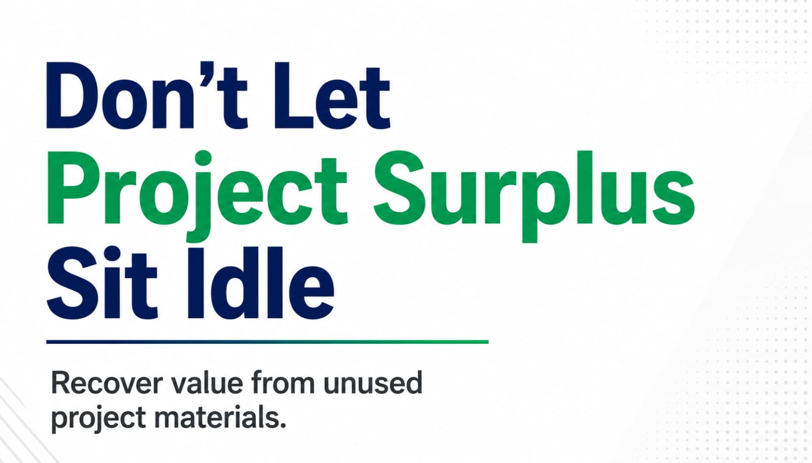 Unused procurement surplus materials and project closeout inventory left behind after a mega project completion in Saudi Arabia