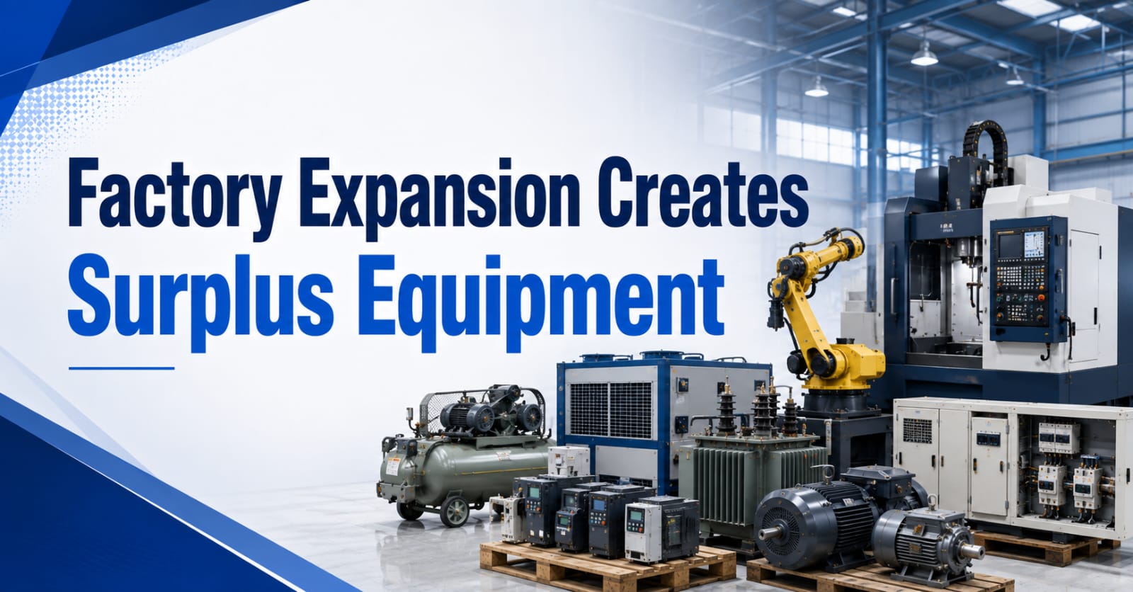Industrial machinery and surplus equipment inside a Kuwait factory following a production line expansion